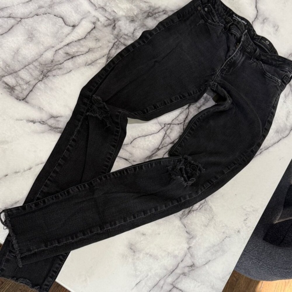 AG Adriano Goldschmied Black Skinny destroyed Ankle Jeans size 25R